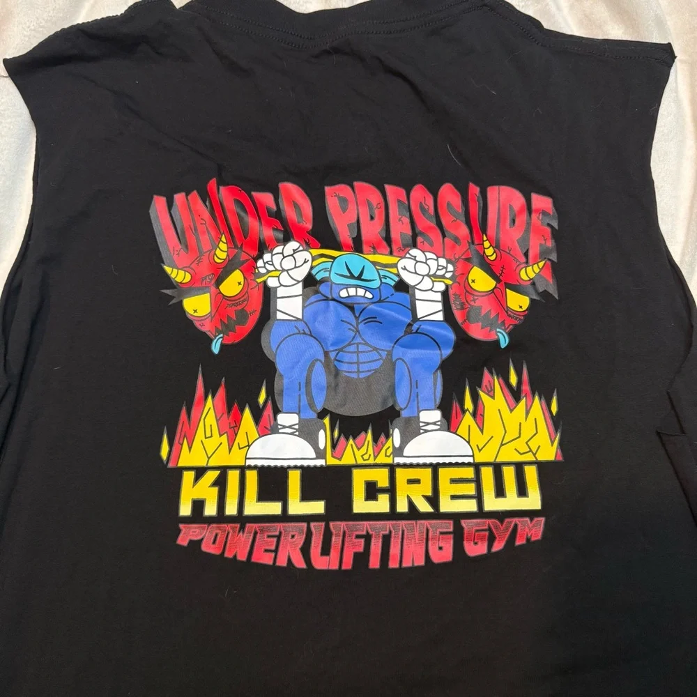 Kill Crew men’s XL Black muscle cut off shirt with logo front and back - Picture 5 of 6